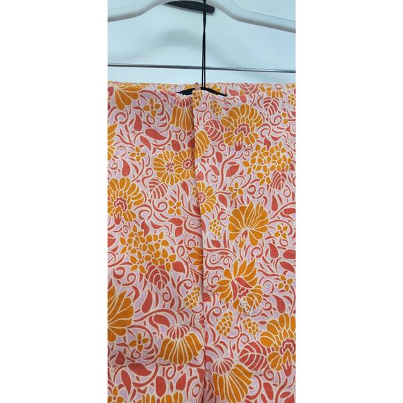 New NWT Zara Linen Cotton Floral Shorts Size Large Pink Orange - Picture 8 of 11